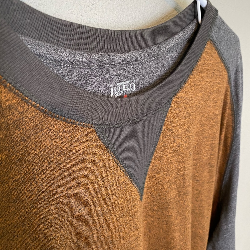 Men’s long sleeve burnt orange/gray RedHead shirt